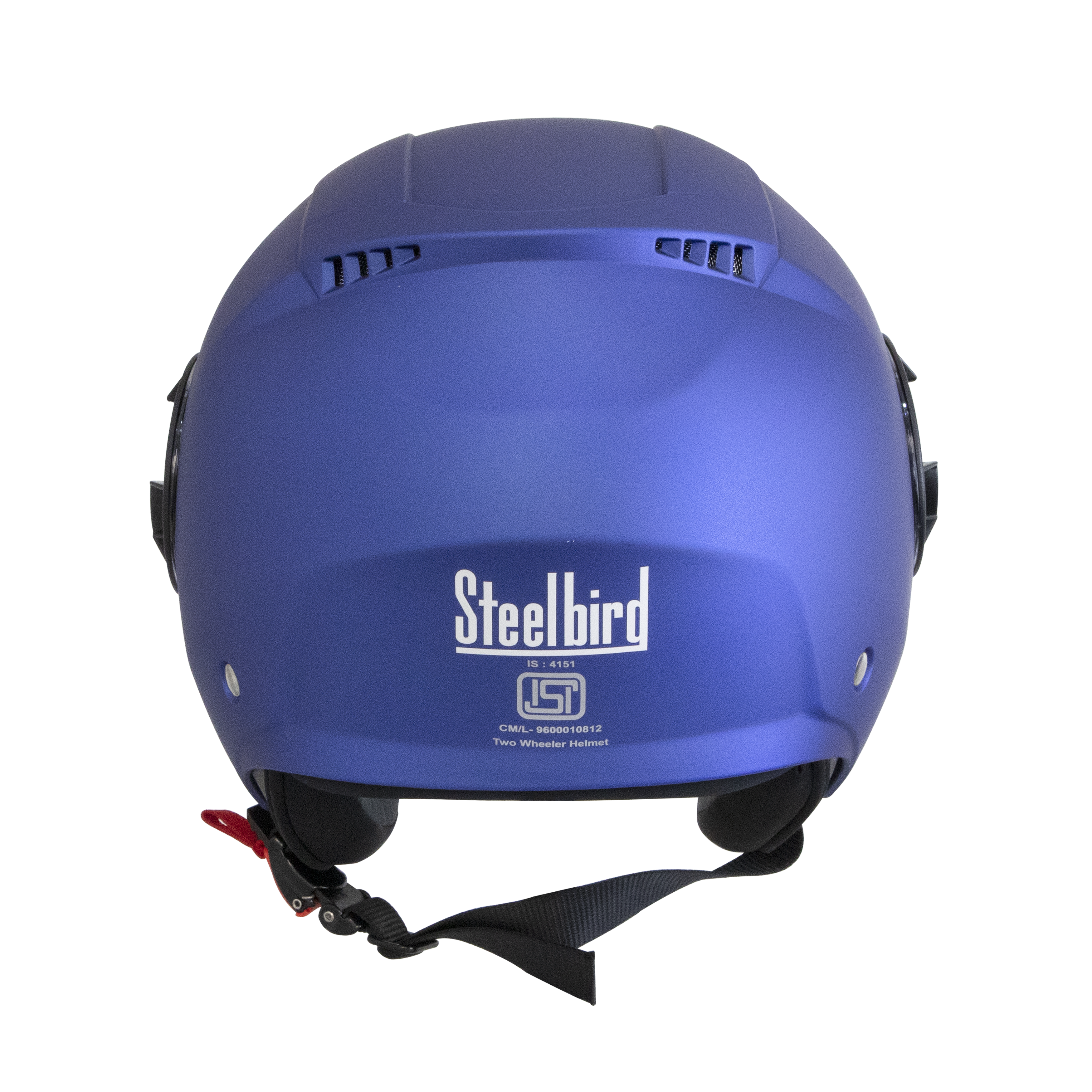 Steelbird Baron Open Face Helmet , ISI Certified Helmet (Matt Y.Blue With Smoke Visor)